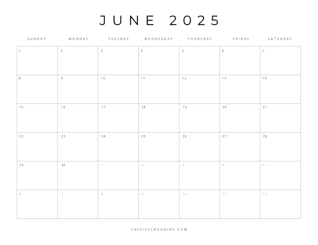 Free Printable 2025 Blank Calendar Templates (All 12 Months) for Printable June Calendar Template 2025