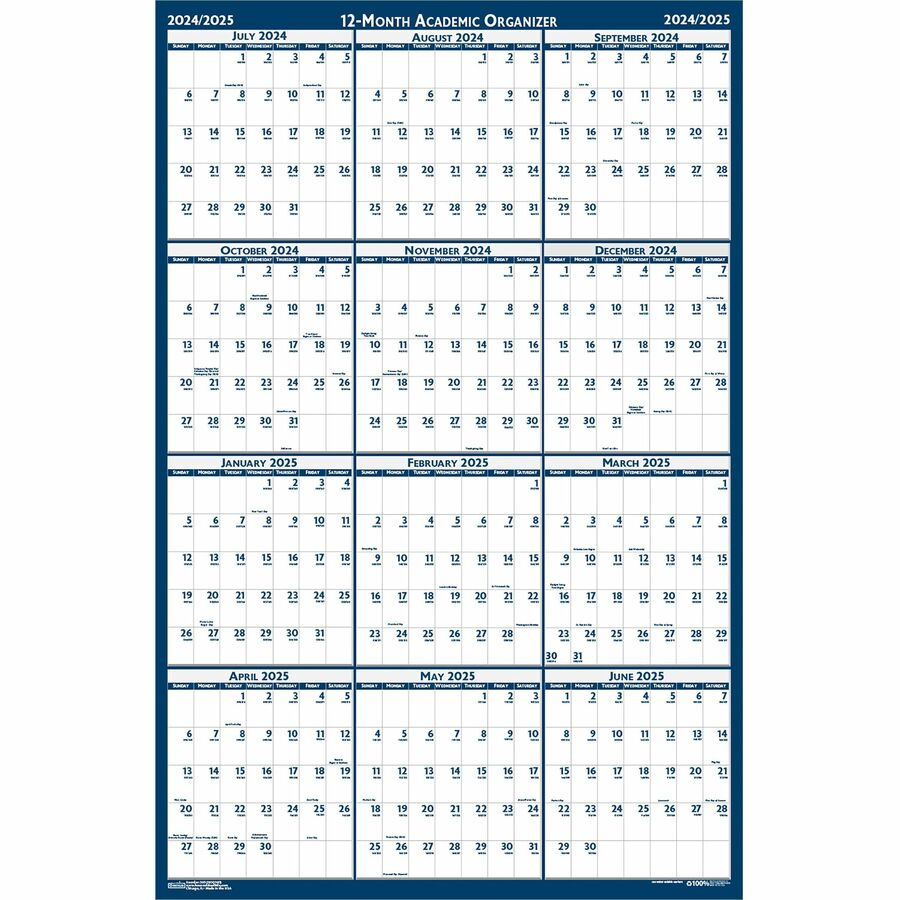 House Of Doolittle Academic July-June Wall Calendar - Julian Dates with July 2024 June 2025 Calendar