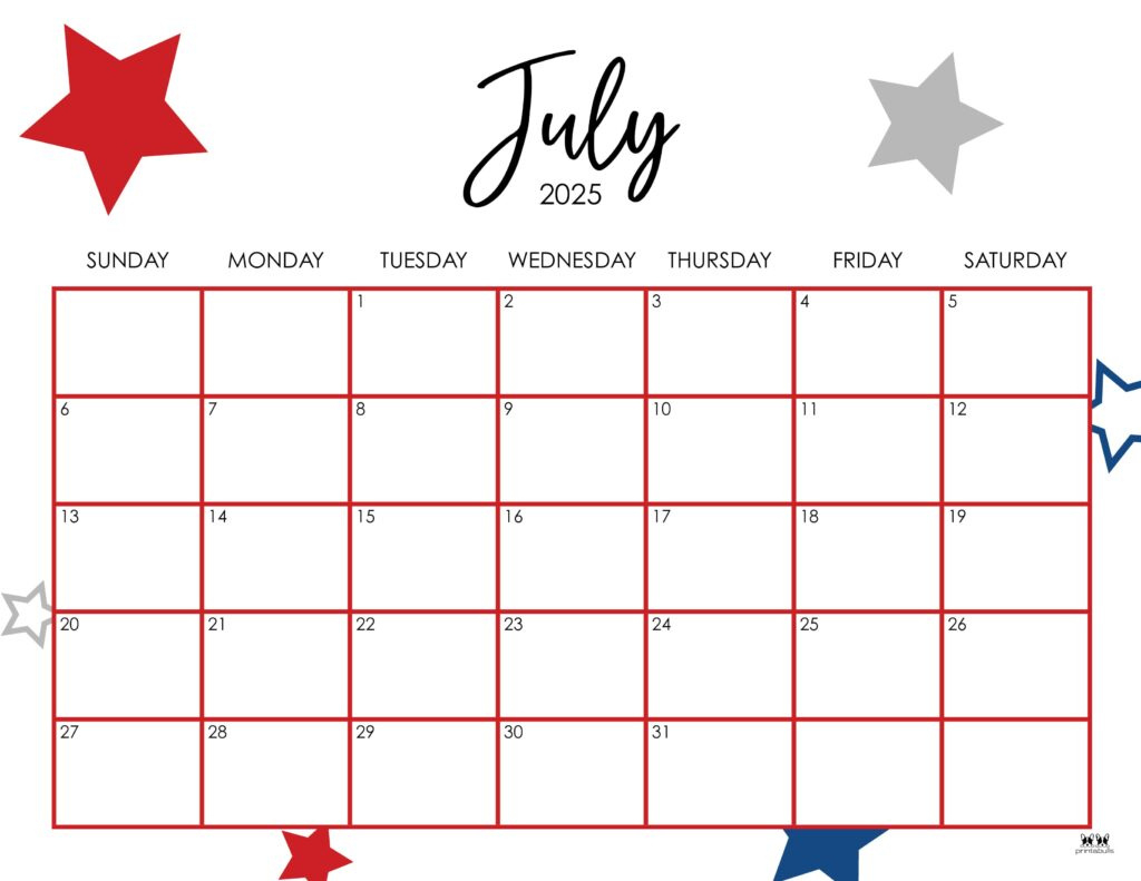 July 2025 Calendars - 107 Free Printables | Printabulls for June July Printable Calendar 2025