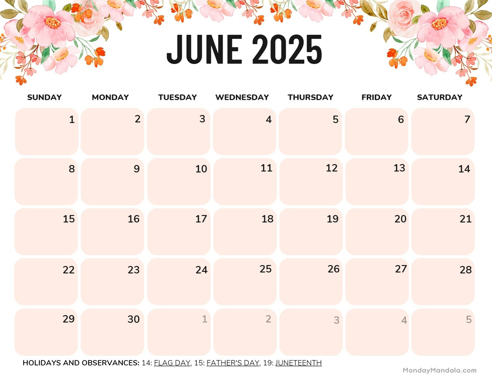 June 2025 Calendar (52 Free Pdf Printables) in Show Me The Calendar For The Month Of June 2025