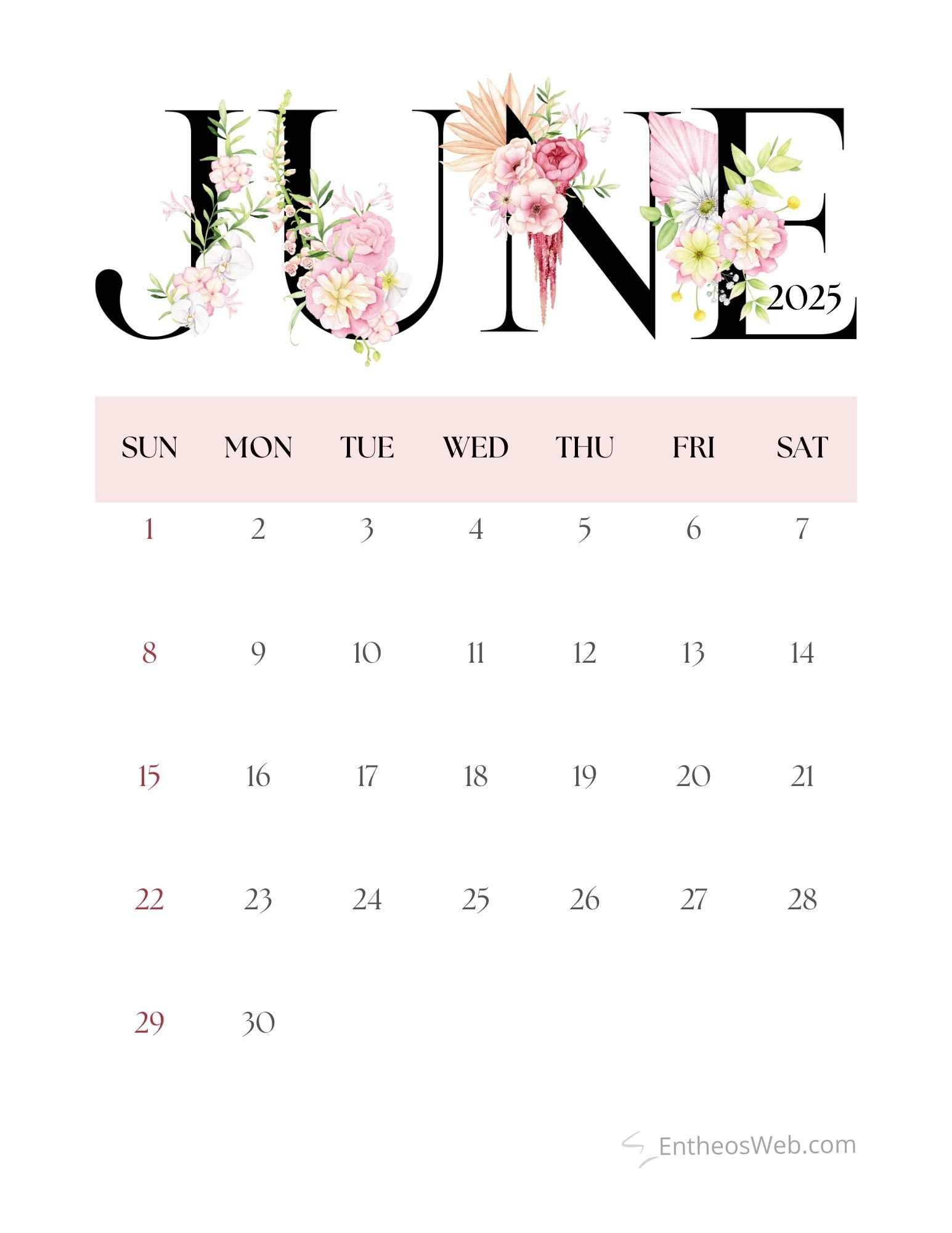 June 2025 Calendar Printables | Entheosweb with June 2025 Calendar Colorful