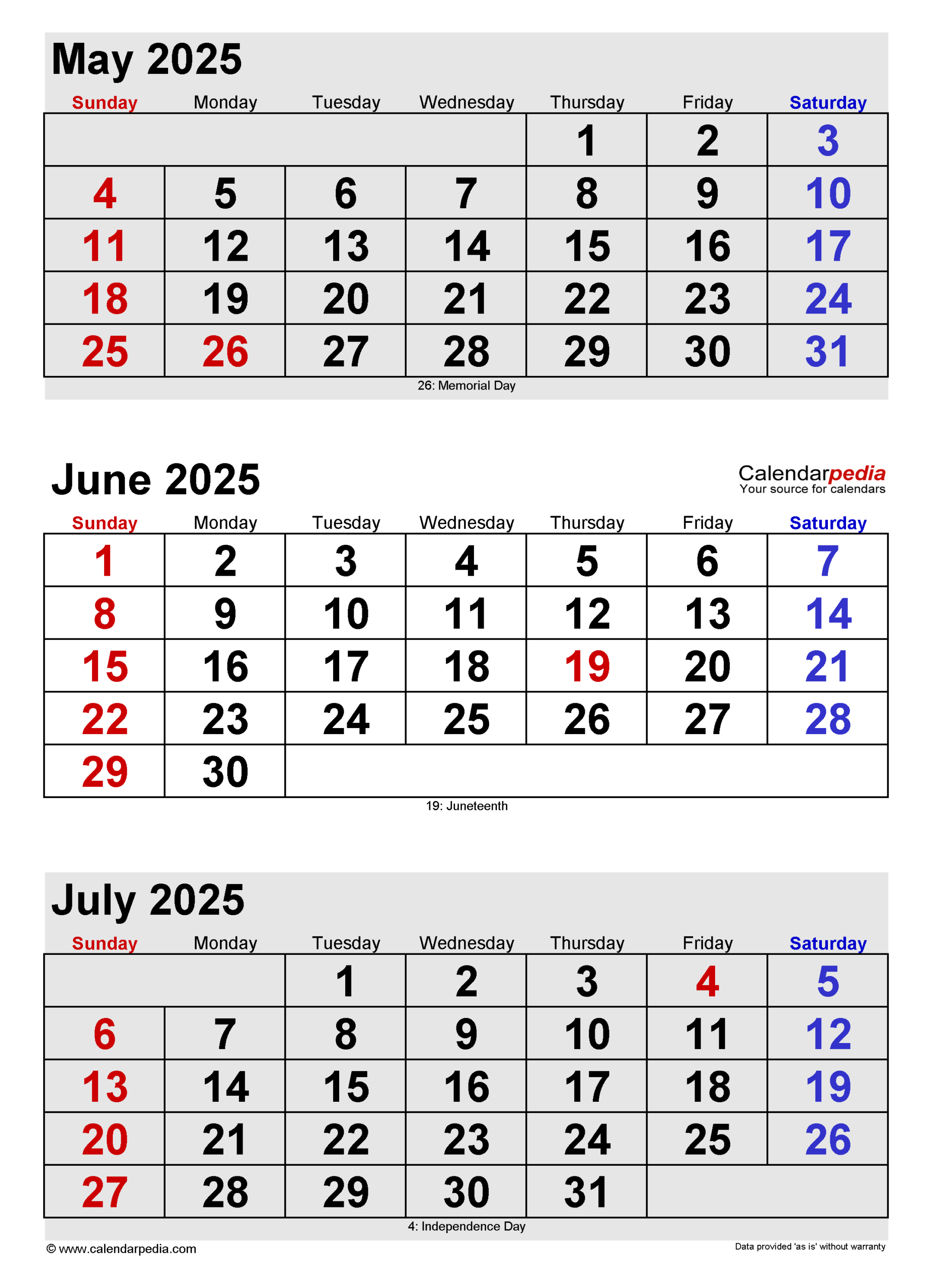 June 2025 Calendar | Templates For Pdf, Excel And Word in May June And July 2025 Calendar