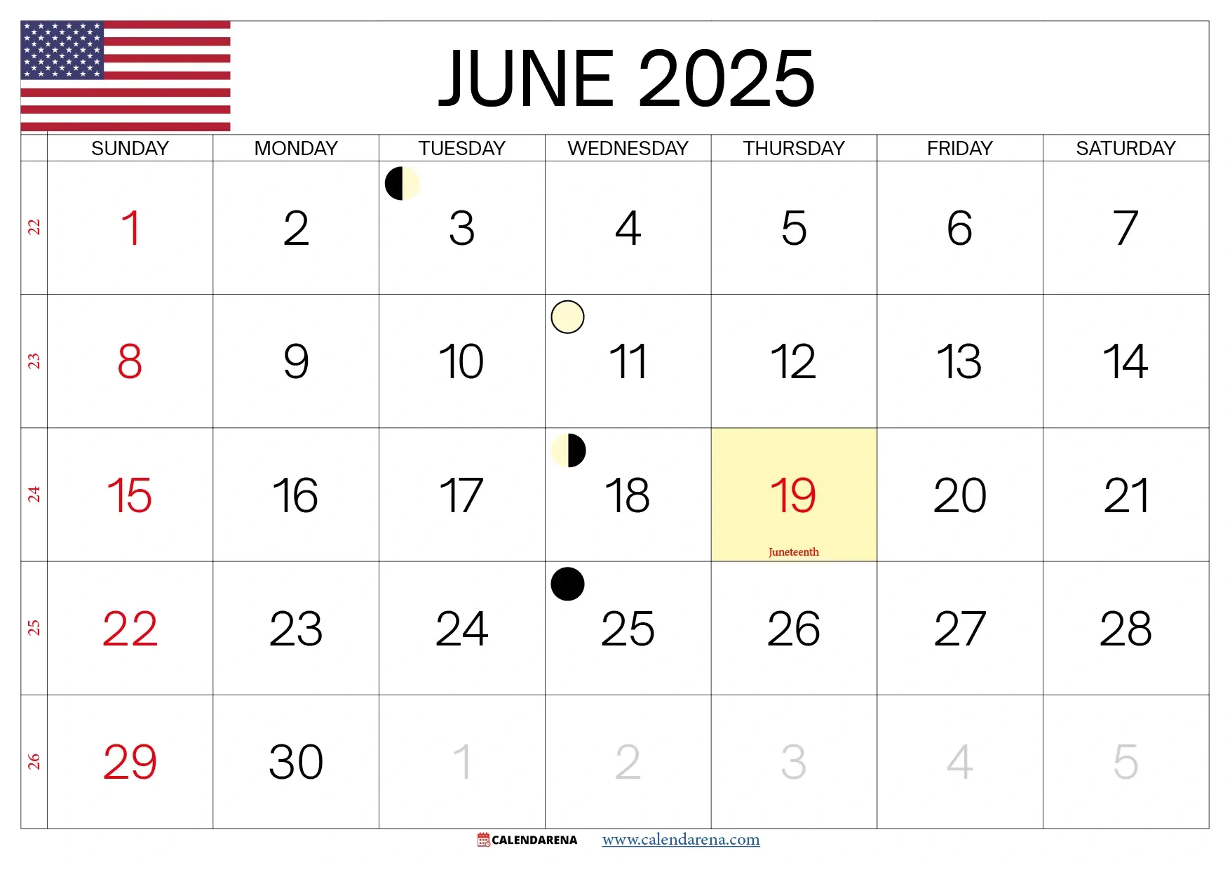 June 2025 Calendar Usa With Holidays throughout Show Calendar For June 2025