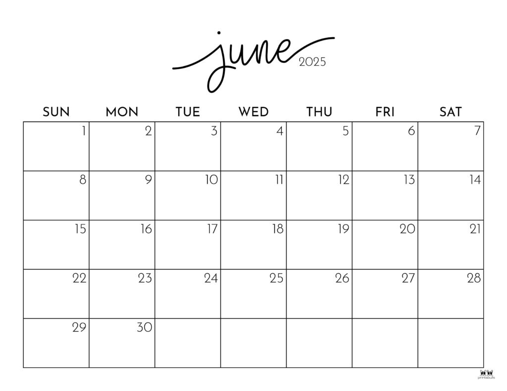 June 2025 Calendars - 107 Free Printables | Printabulls in June 2025 Fillable Calendar
