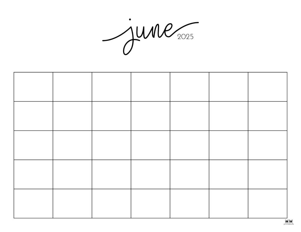June 2025 Calendars - 107 Free Printables | Printabulls in Printable Blank Calendar June 2025