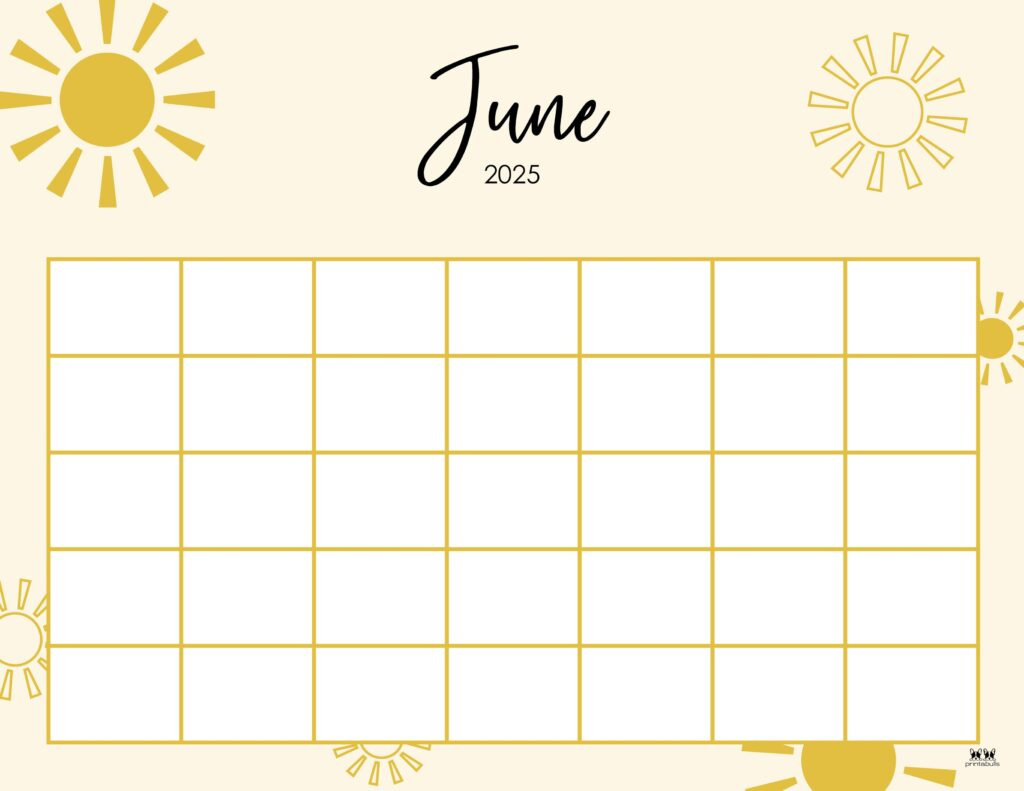 June 2025 Calendars - 107 Free Printables | Printabulls inside Cute Printable June Calendar 2025