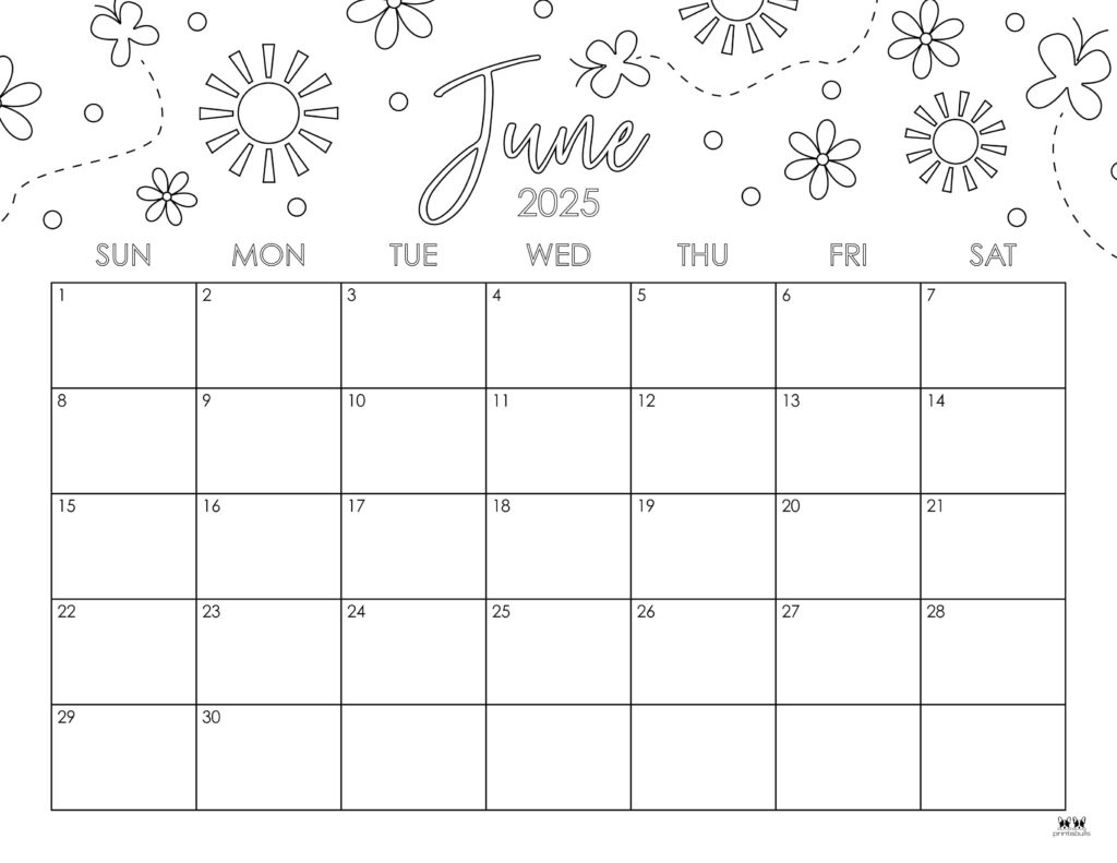 June 2025 Calendars - 107 Free Printables | Printabulls inside June 2025 Calendar Planner Printable