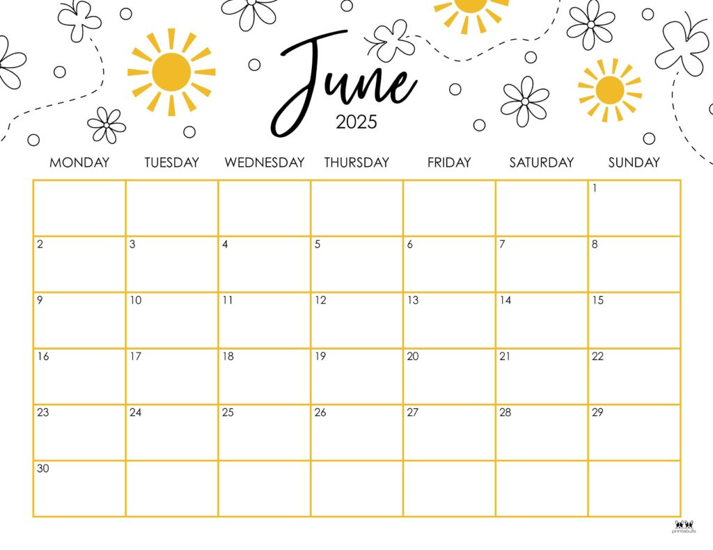 June 2025 Calendars - 107 Free Printables | Printabulls inside June 2025 Fillable Calendar