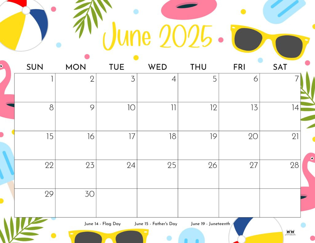 June 2025 Calendars - 107 Free Printables | Printabulls pertaining to Cute June 2025 Calendar