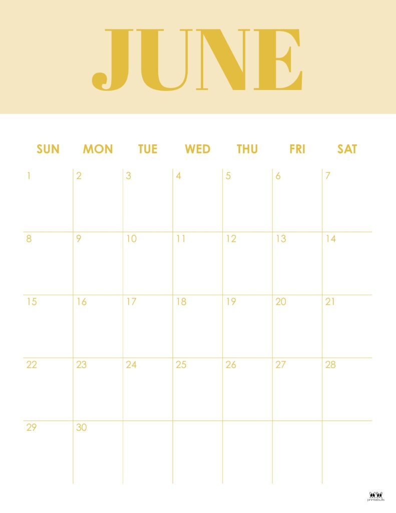 June 2025 Calendars - 107 Free Printables | Printabulls regarding June 2025 Calendar Vertical
