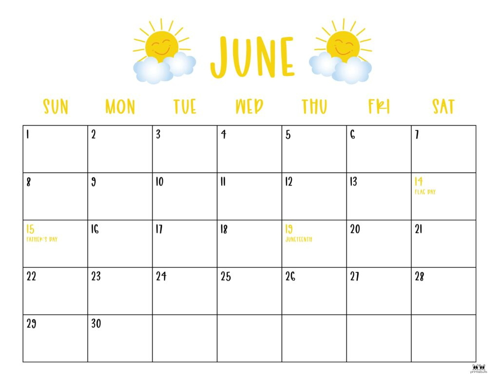June 2025 Calendars - 107 Free Printables | Printabulls within June 2025 Printable Calendar With Holidays