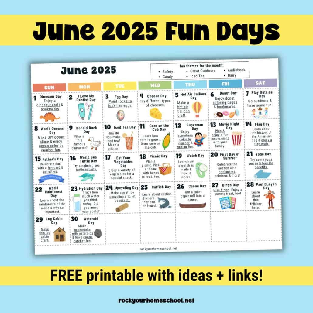 June 2025 Fun Days Calendar (Color) - Rock Your Homeschool regarding June Fun Calendar 2025 Ideas
