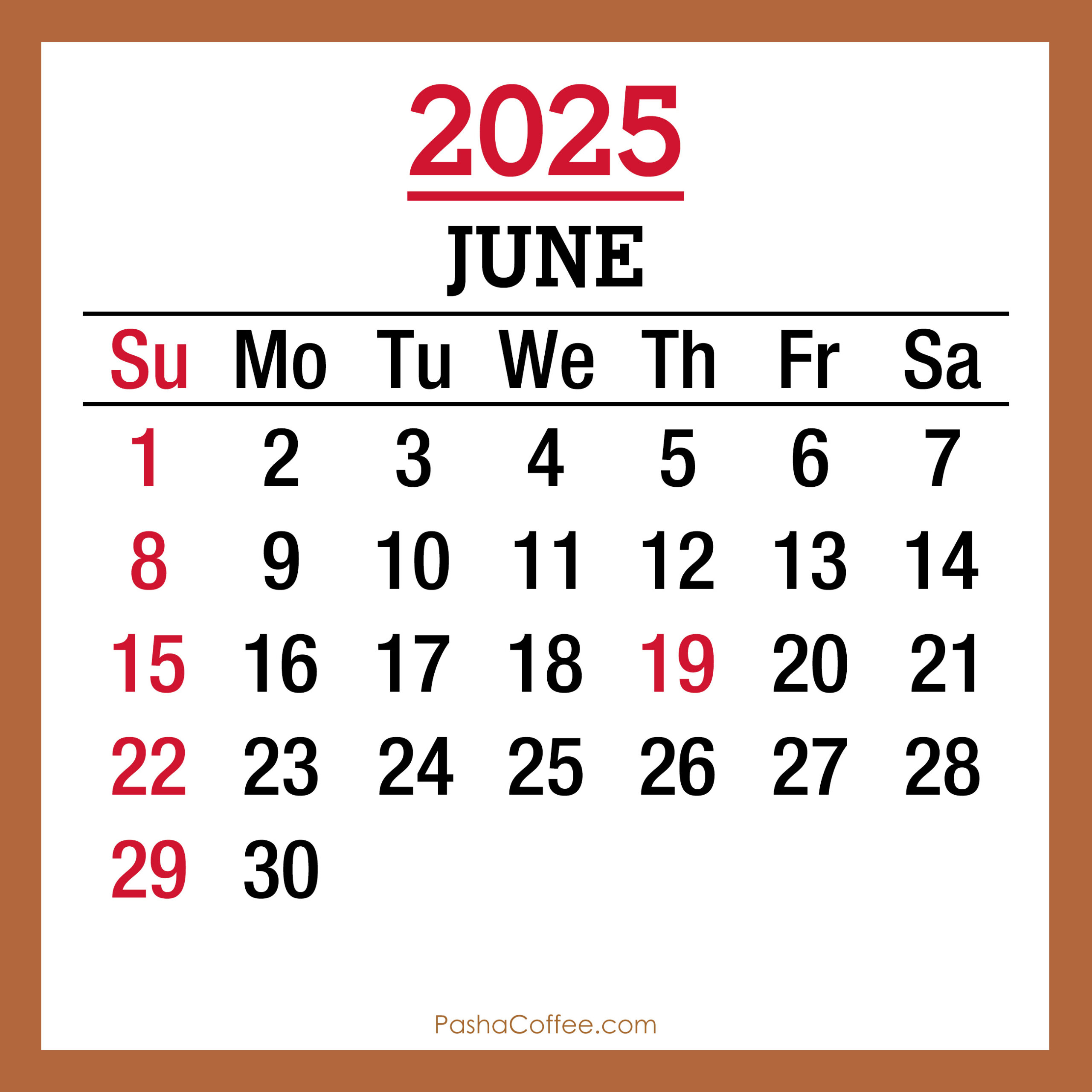 June 2025 Monthly Calendar With Holidays, Printable Free, Beige with June 2025 Holidays Calendar