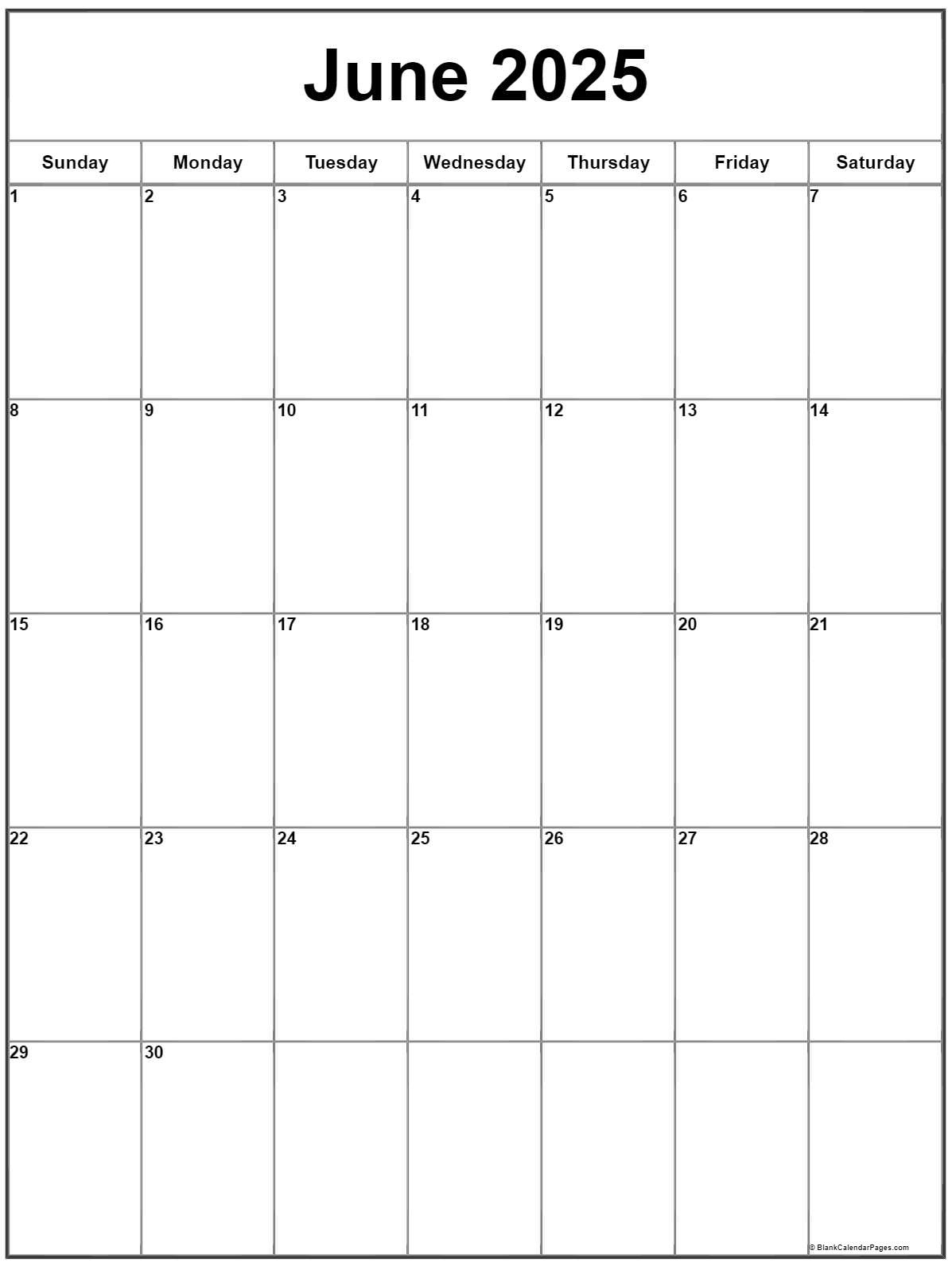 June 2025 Vertical Calendar | Portrait intended for June 2025 Calendar Vertical