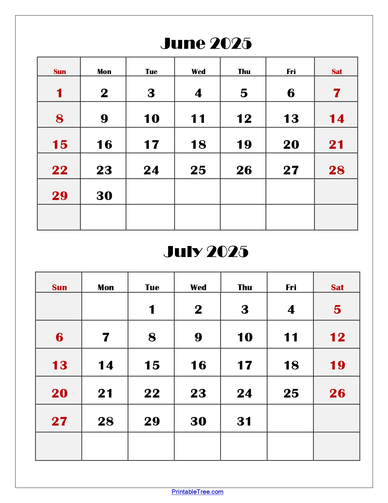 June And July 2025 Calendar Printable Pdf | Two Months Calendar inside Calendar Of June And July 2025