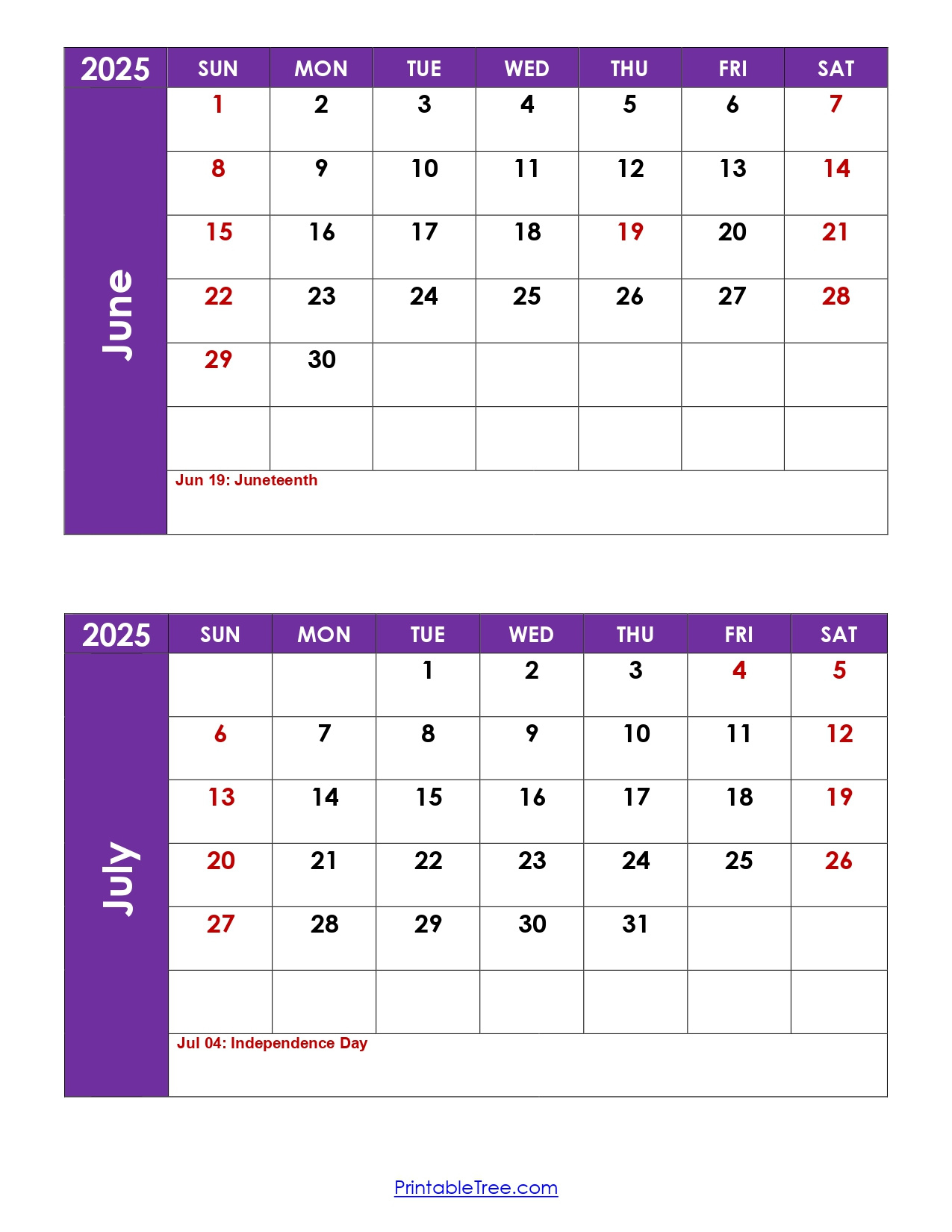 June And July 2025 Calendar Printable Pdf | Two Months Calendar regarding Calendar For The Month Of June And July 2025