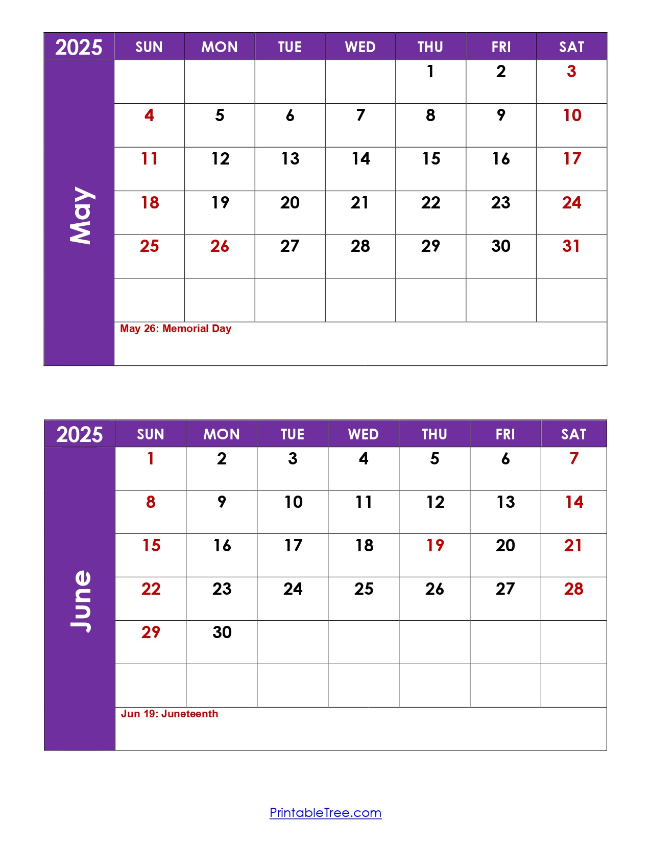 May And June 2025 Calendar Printable Pdf | Two Months Calendar within 2025 May June Calendar