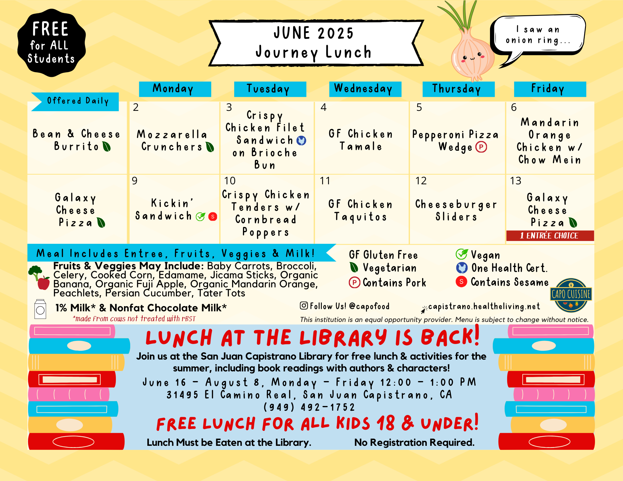 Menus | Capistrano | Health-E Living regarding June Journey Calendar Of Events 2025
