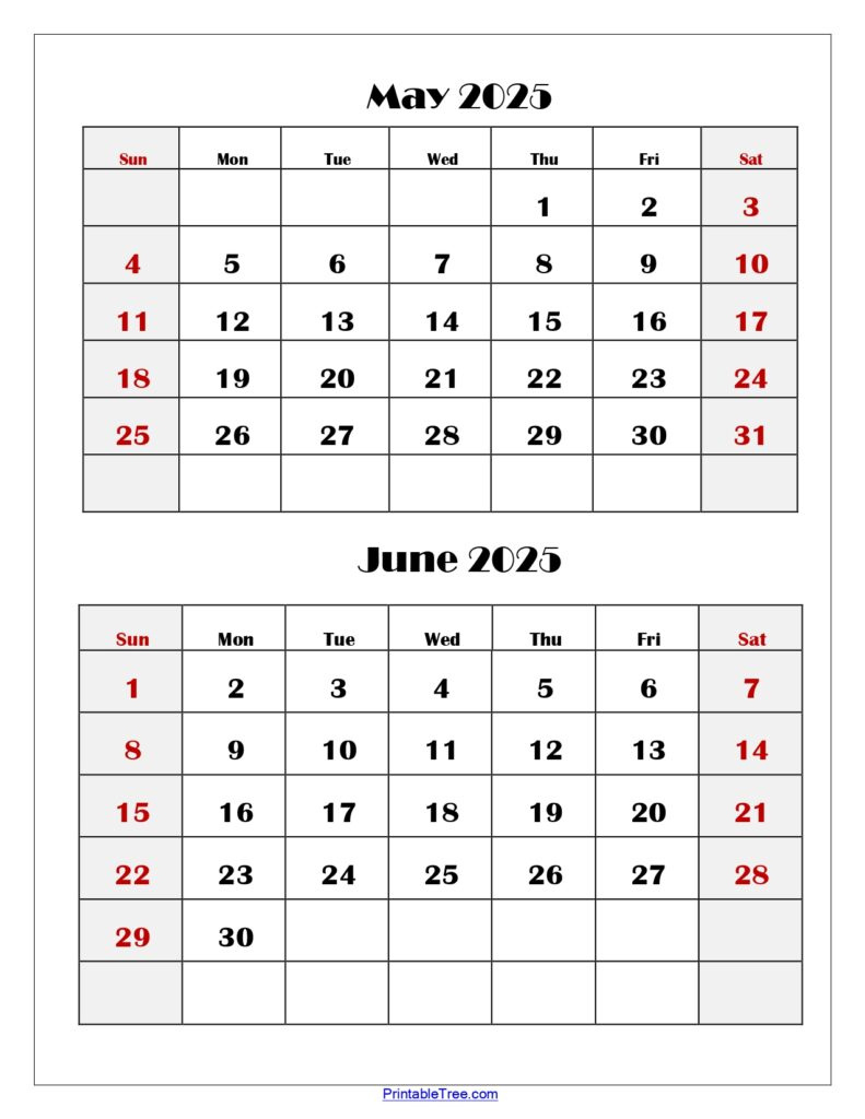 Two Months Calendar 2025-2026 Printable Pdf | Double Month Calendar intended for May To June Calendar 2025