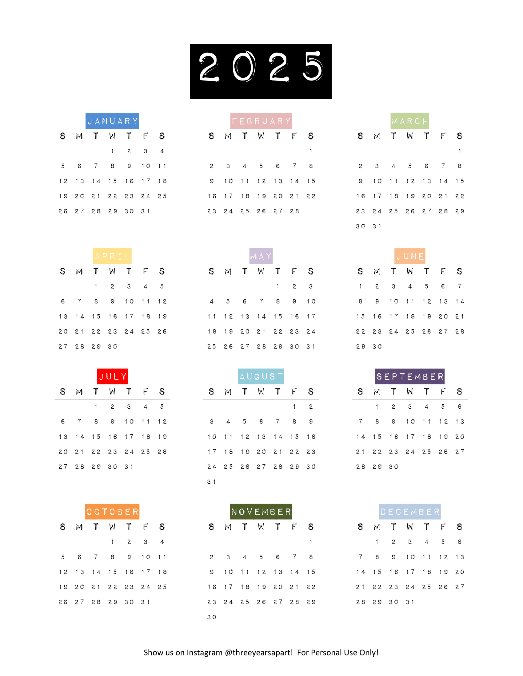 2025 Calendar Free Printable | Bullet Journal And Planner Free in August Bullet Journal Calendar 2025