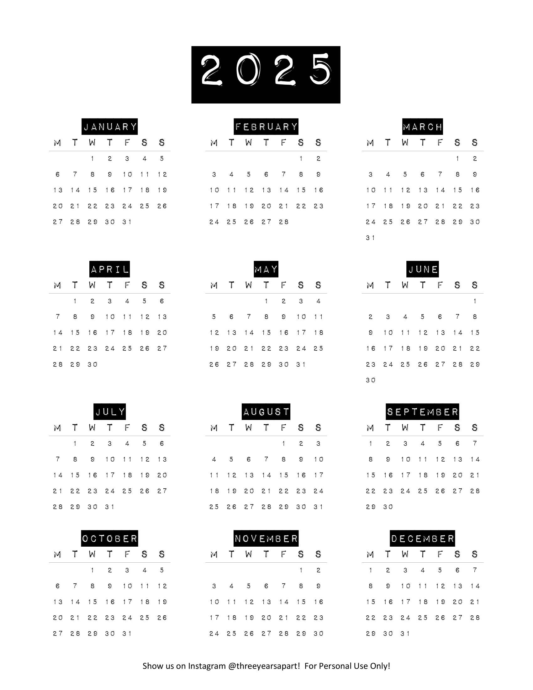 2025 Calendar Free Printable | Bullet Journal And Planner Free pertaining to August Bullet Journal Calendar 2025