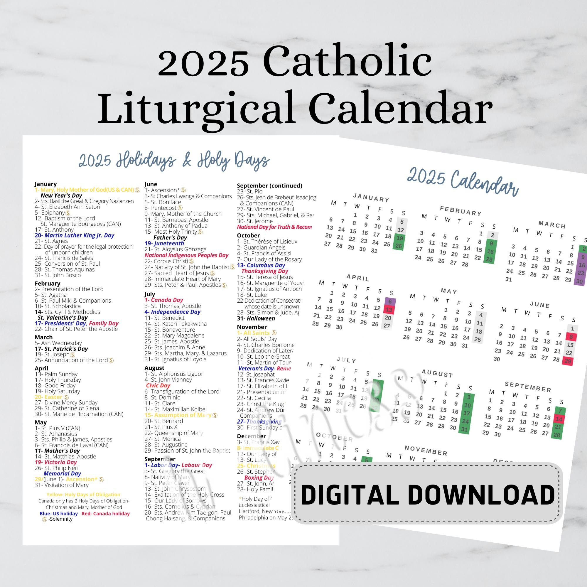 2025 Catholic Calendar- Digital Download - Etsy within August 15 2025 Catholic Calendar