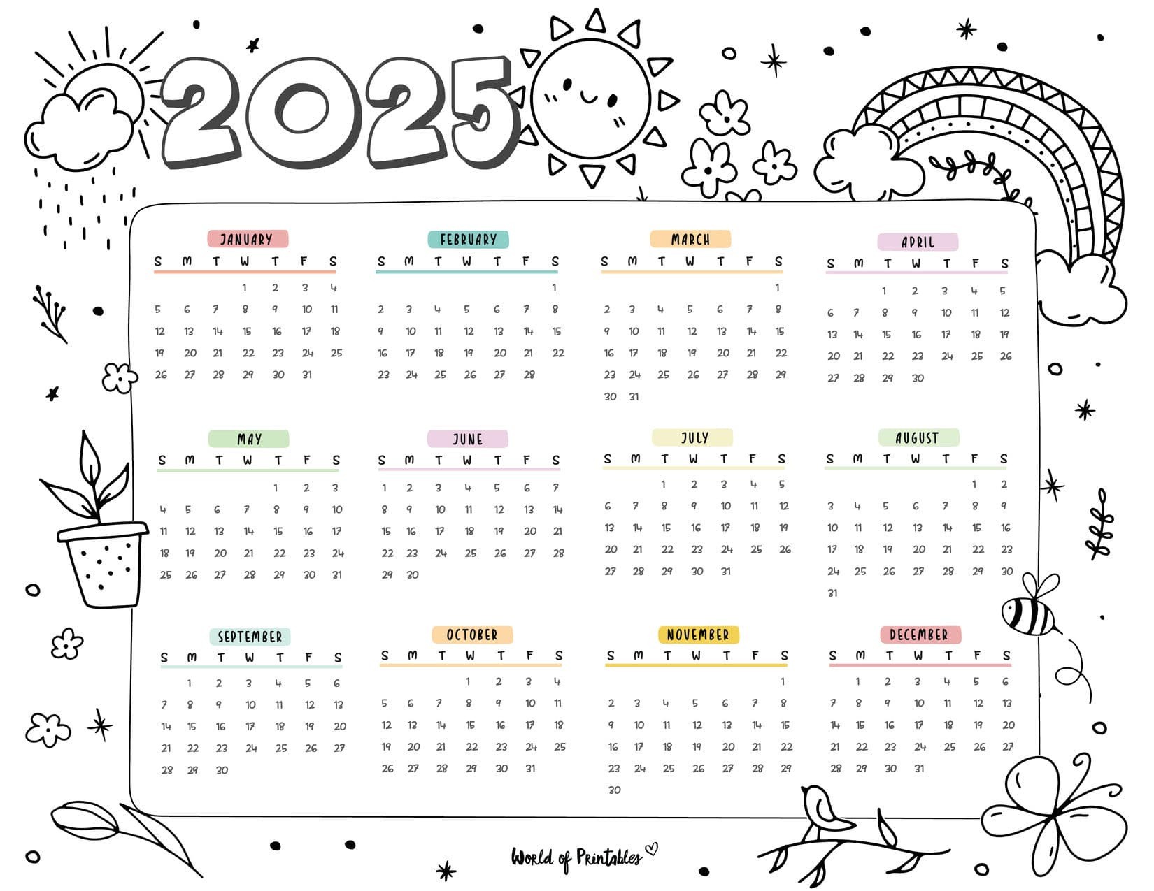 2025 Coloring Calendar - Free Printables - World Of Printables regarding World Of Printables August 2025 Calendar