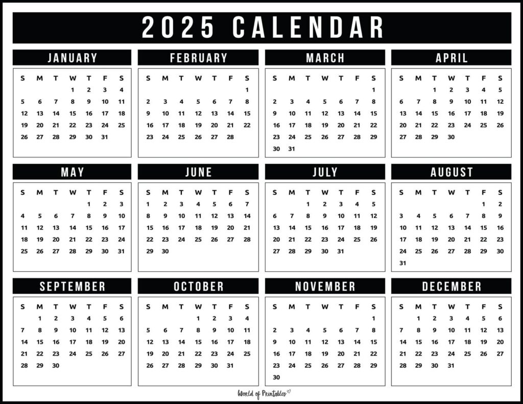 2025 Year Calendars - 70 Best Printables - World Of Printables in World Of Printables August 2025 Calendar