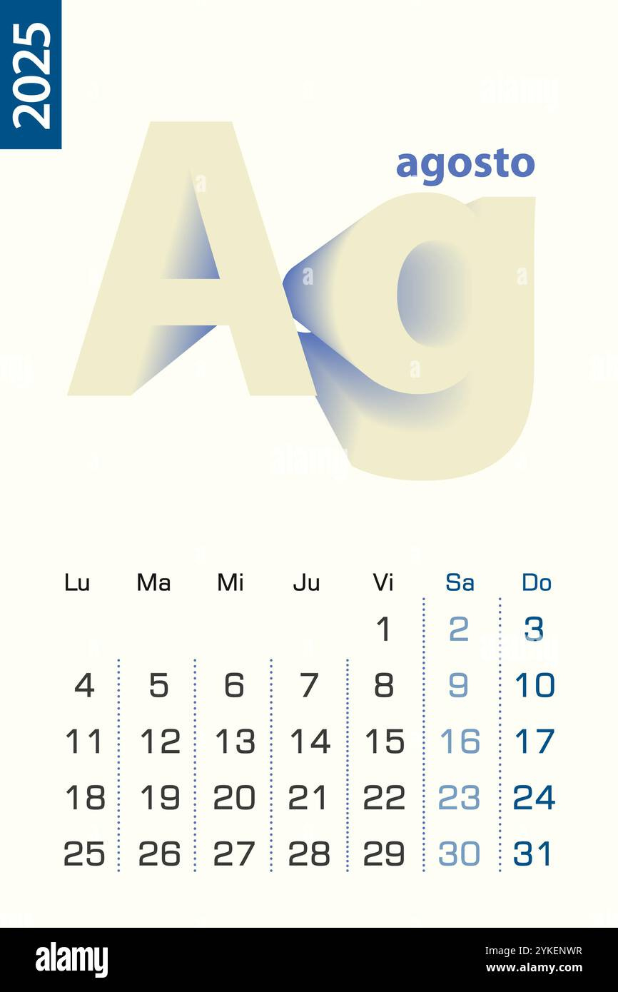 Agosto 2025 Stock Vector Images - Alamy with August In Spanish Calendar 2025