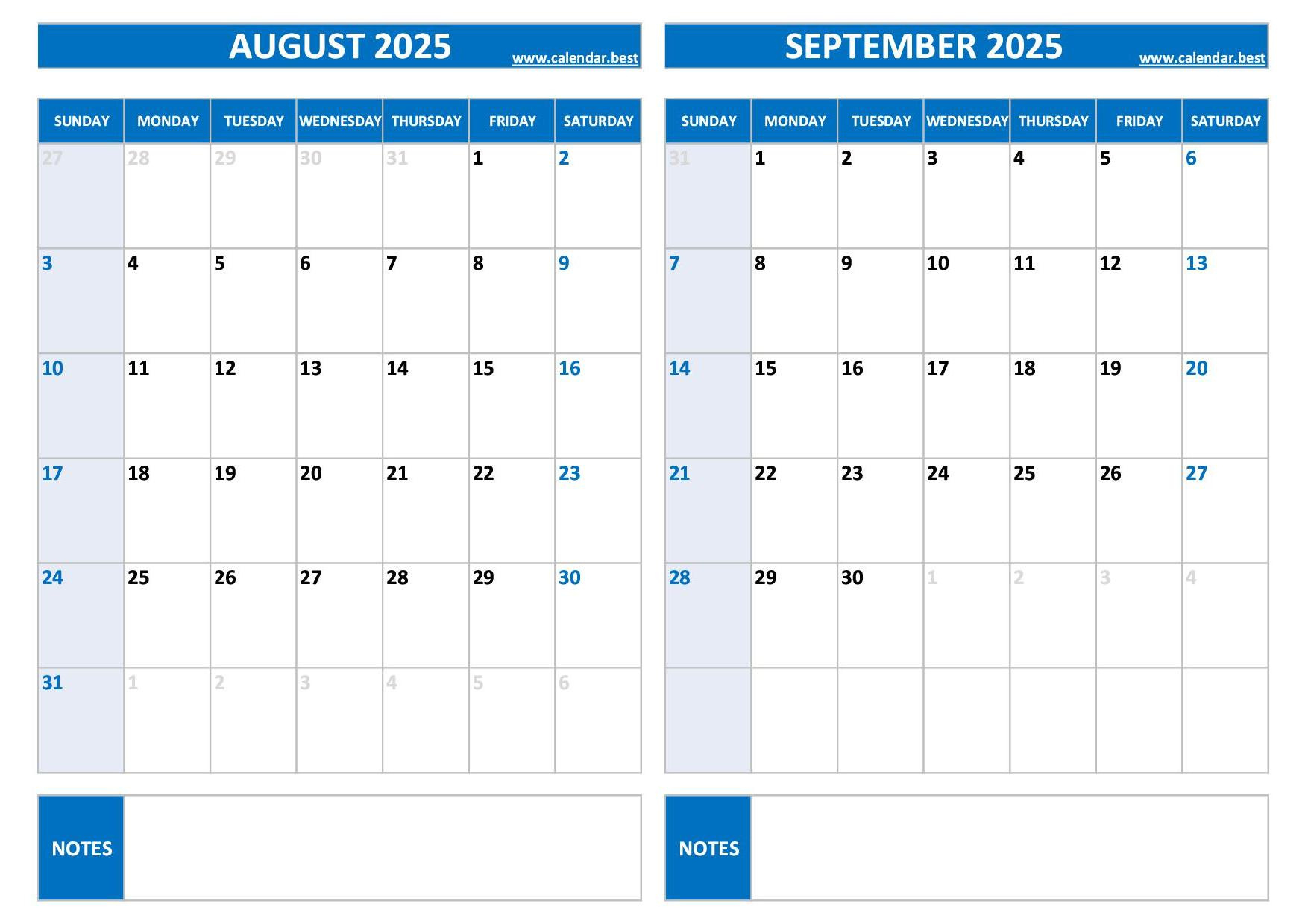 August 2025 Calendar -Calendar.best intended for August September 2025 Calendar With Holidays