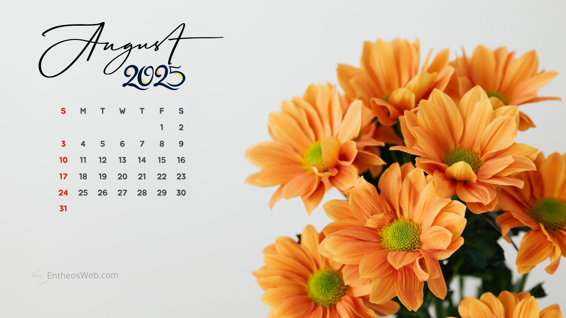 August 2025 Calendar Desktop Wallpapers &amp;amp; Screensavers | Entheosweb in August 2025 Wallpaper Calendar