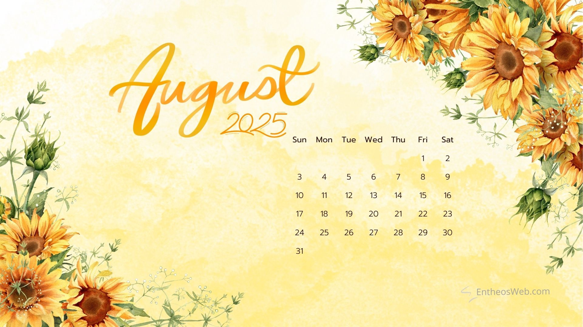August 2025 Calendar Desktop Wallpapers &amp; Screensavers | Entheosweb inside August 2025 Wallpaper Calendar