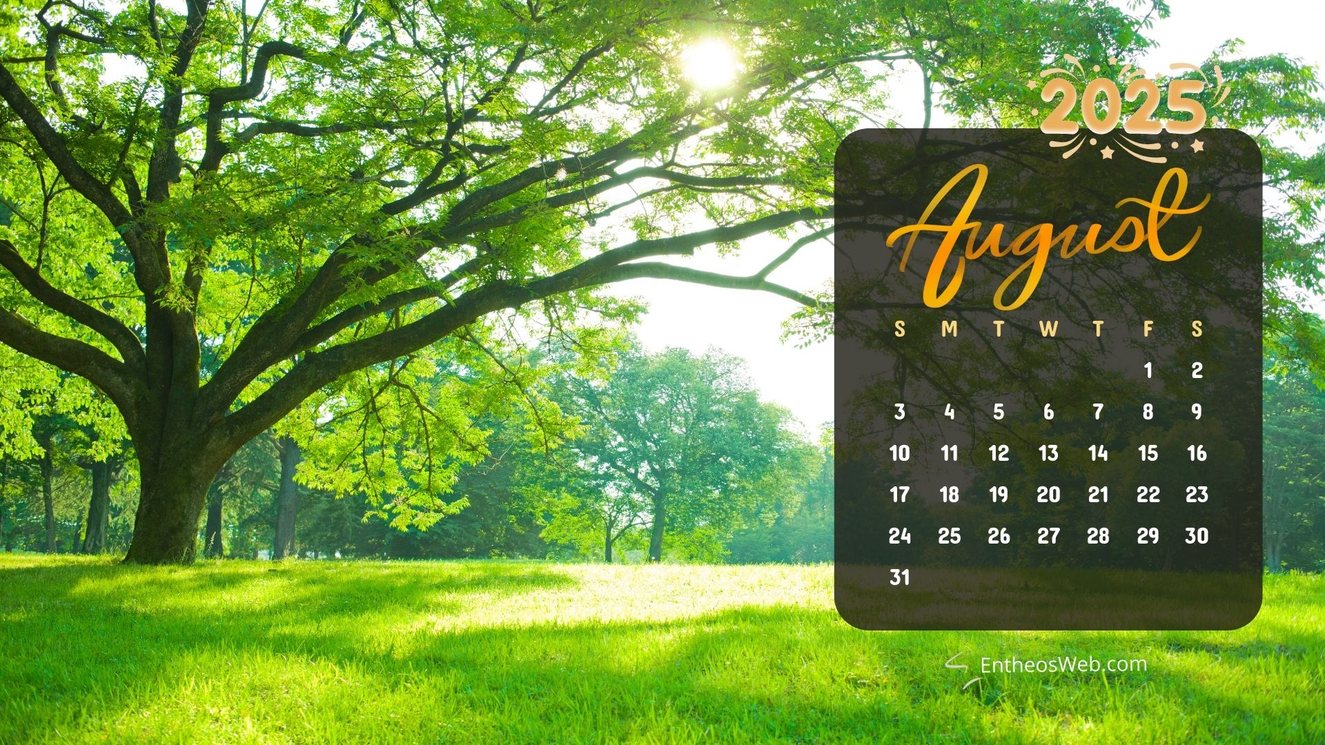 August 2025 Calendar Desktop Wallpapers &amp;amp; Screensavers | Entheosweb pertaining to August 2025 Calendar Wallpaper Desktop