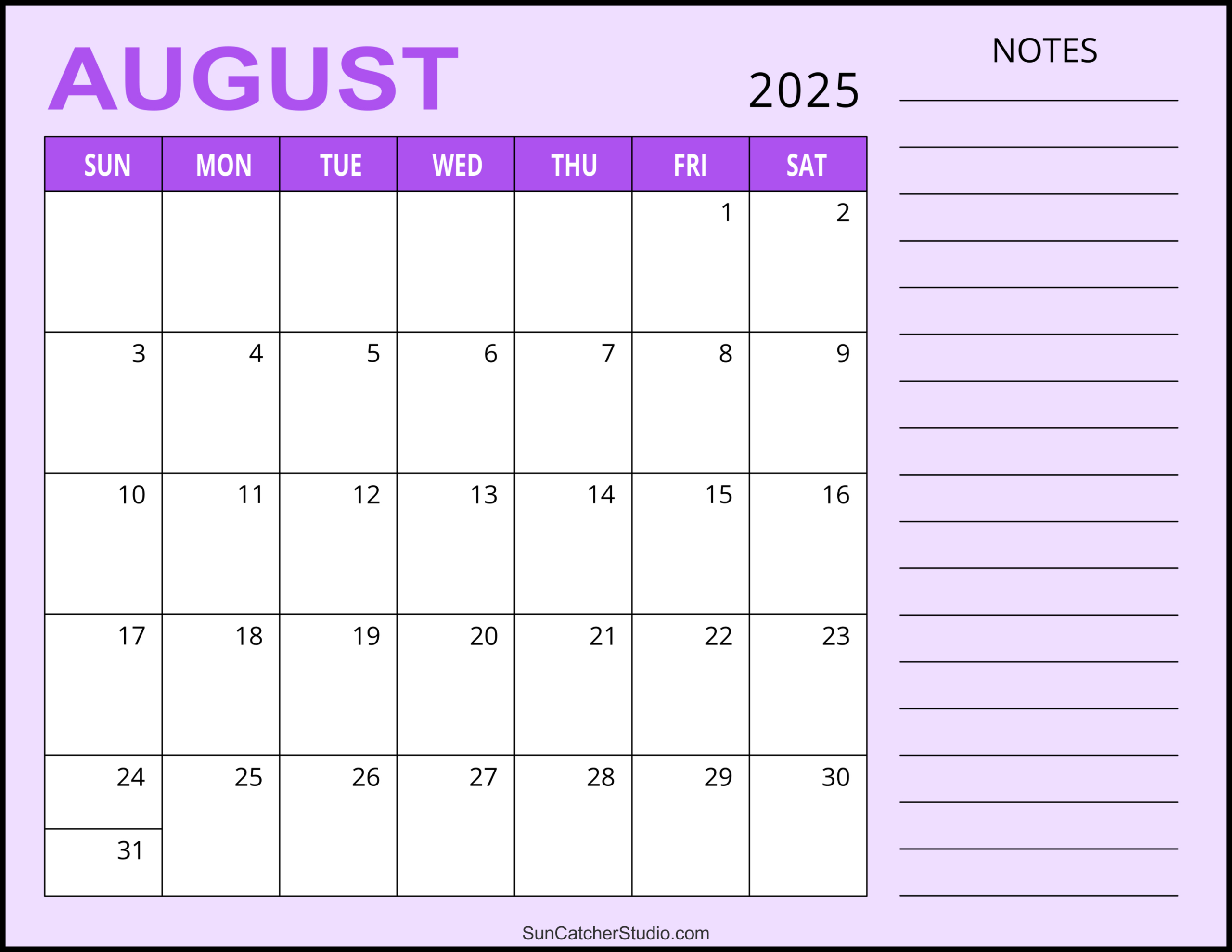 August 2025 Calendar (Free Printable) – Free Printables, Monograms with regard to August 2025 Calendar Printable Free Word