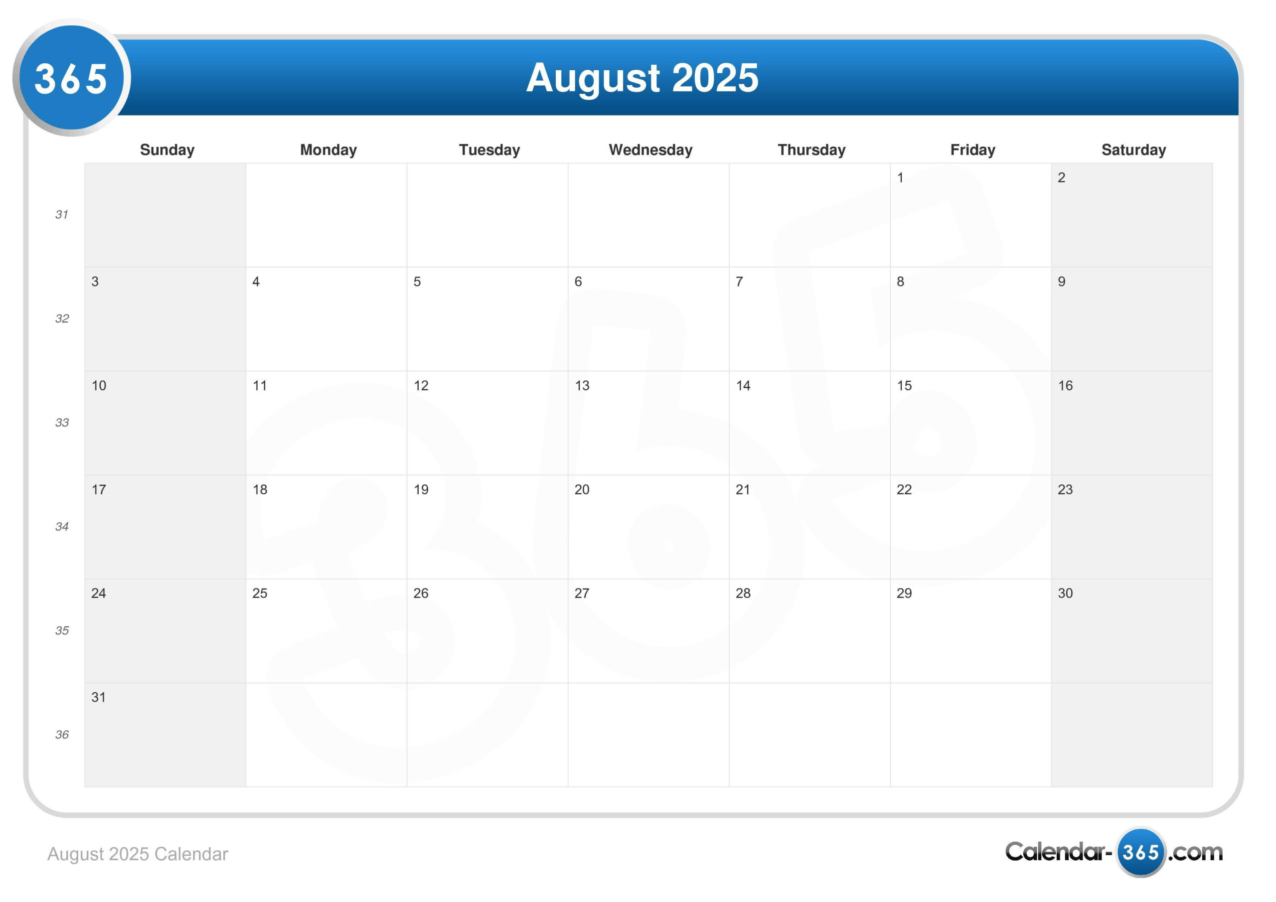 August 2025 Calendar intended for August 10 2025 Calendar