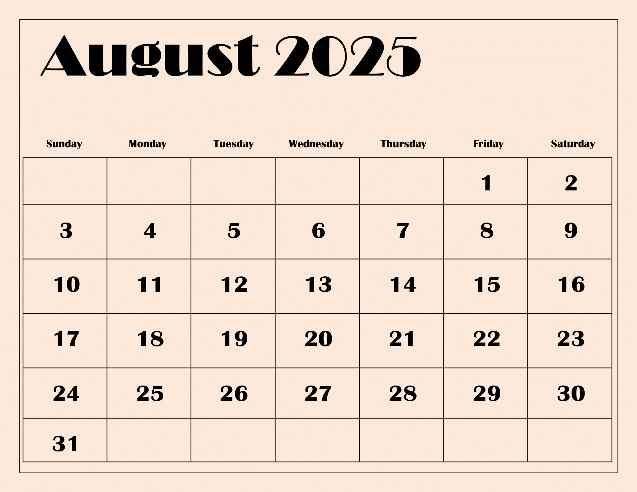 August 2025 Calendar Printable Pdf Template With Holidays within Calendar Page For August 2025