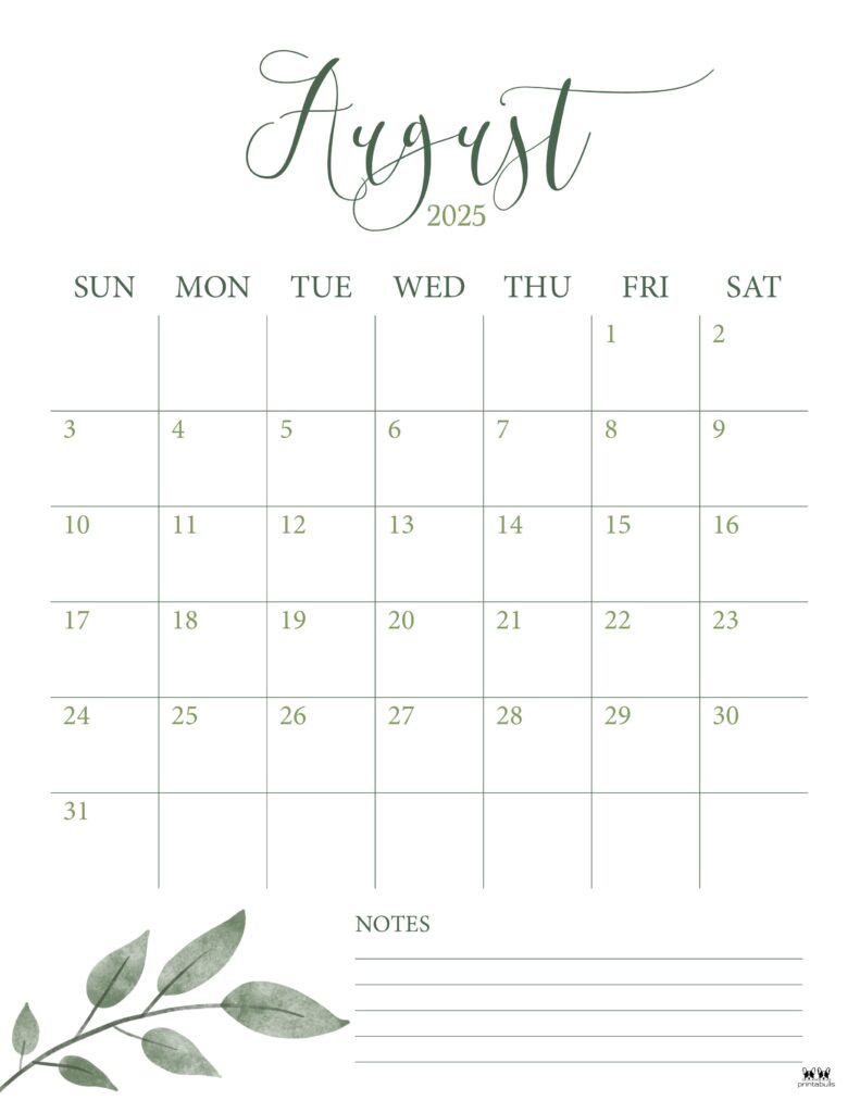 August 2025 Calendars - 107 Free Printables | Printabulls for Show Me A Calendar Of August 2025