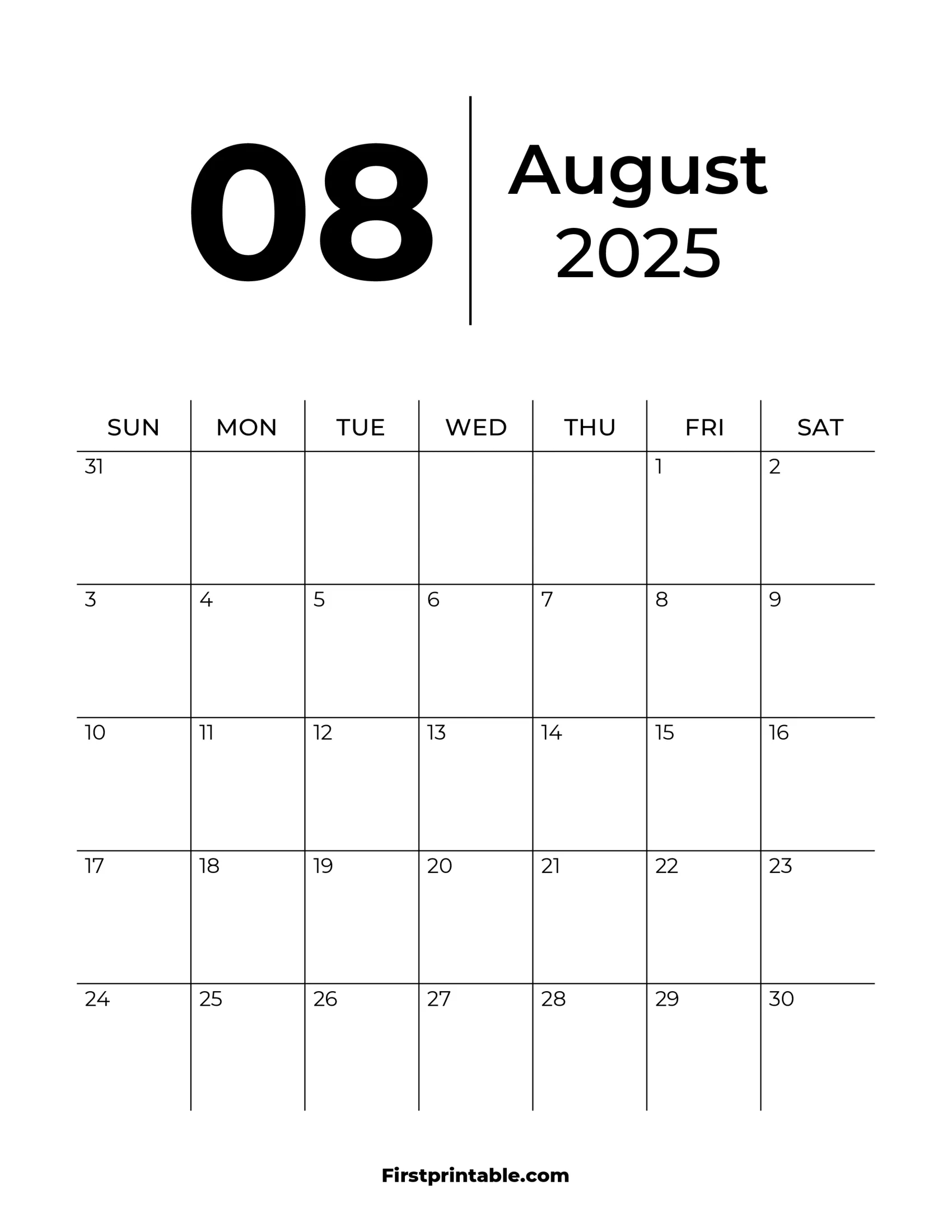 August 2025 Calendars - Free Printable &amp;amp; Fillable within August 1St 2025 Calendar
