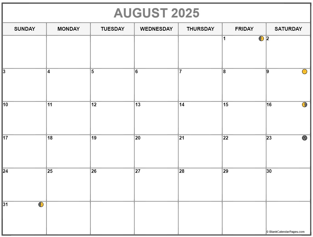 August 2025 Lunar Calendar | Moon Phase Calendar regarding Moon Phase Calendar August 2025
