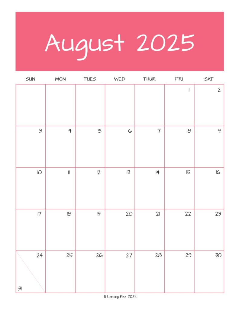 August 2025 Monthly Calendar To Print intended for August Bullet Journal Calendar 2025