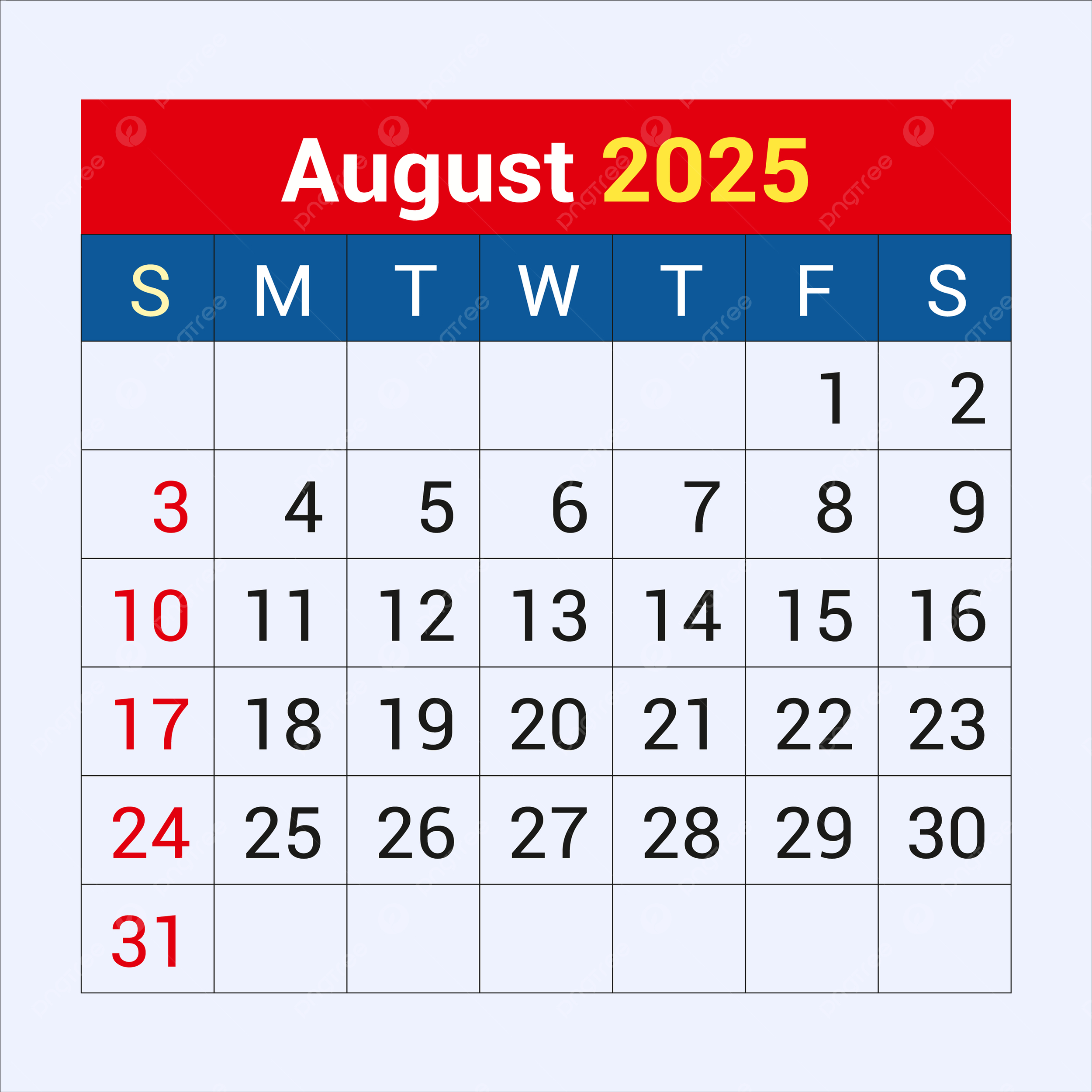 August Calendar 2025 Vector Template Download On Pngtree intended for August 22 Calendar 2025