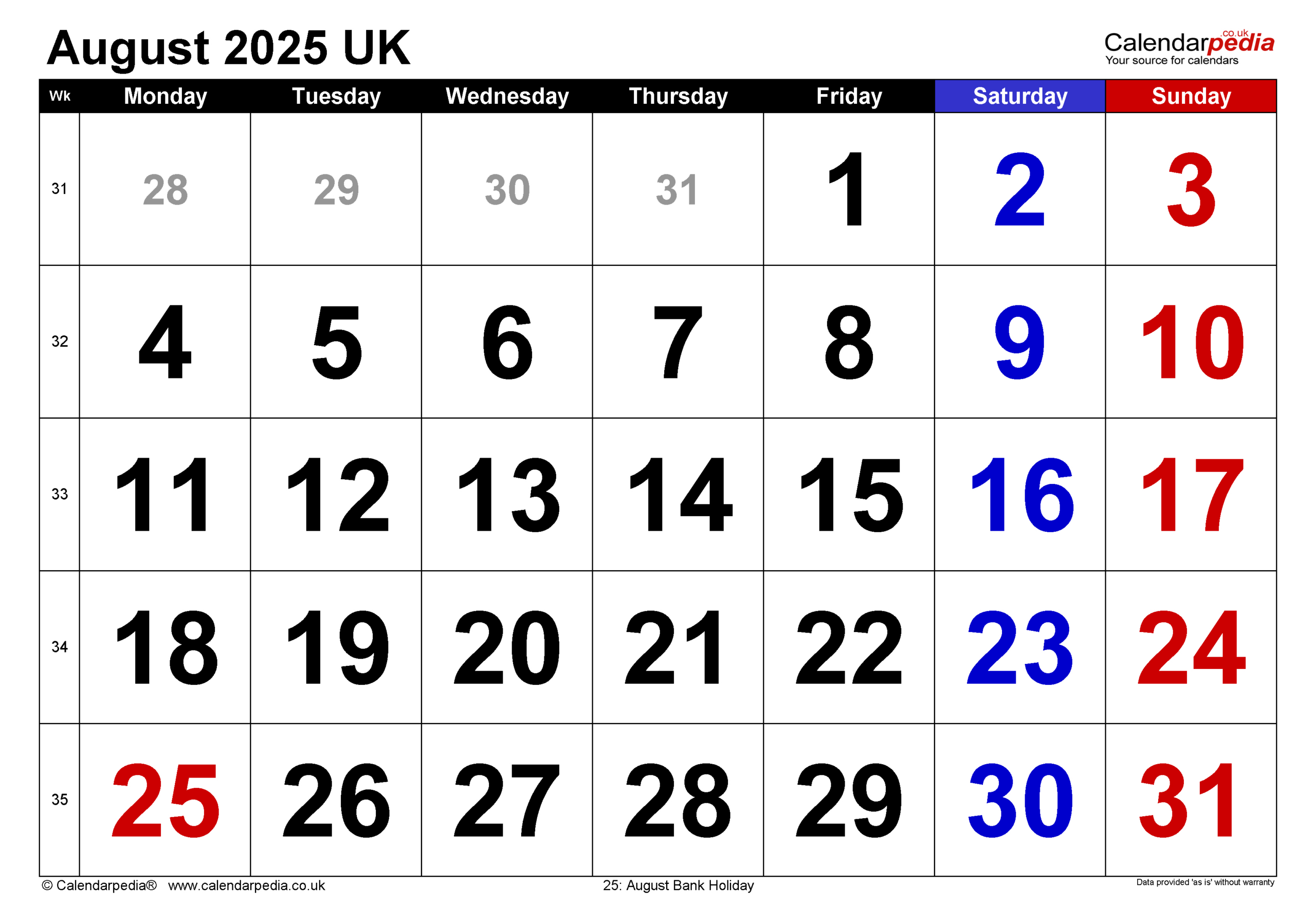 Calendar August 2025 Uk With Pdf, Excel And Word Templates pertaining to Google Calendar August 2025