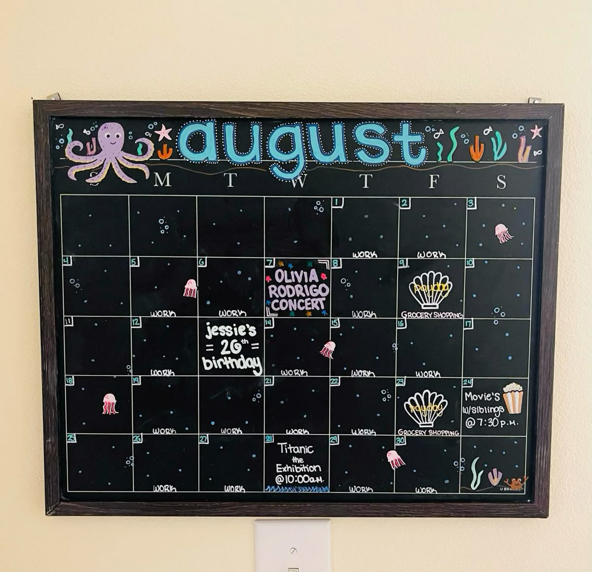 🐠🐙 August Chalkboard Calendar 🐙🐠 with regard to August 2025 Chalkboard Calendar Ideas