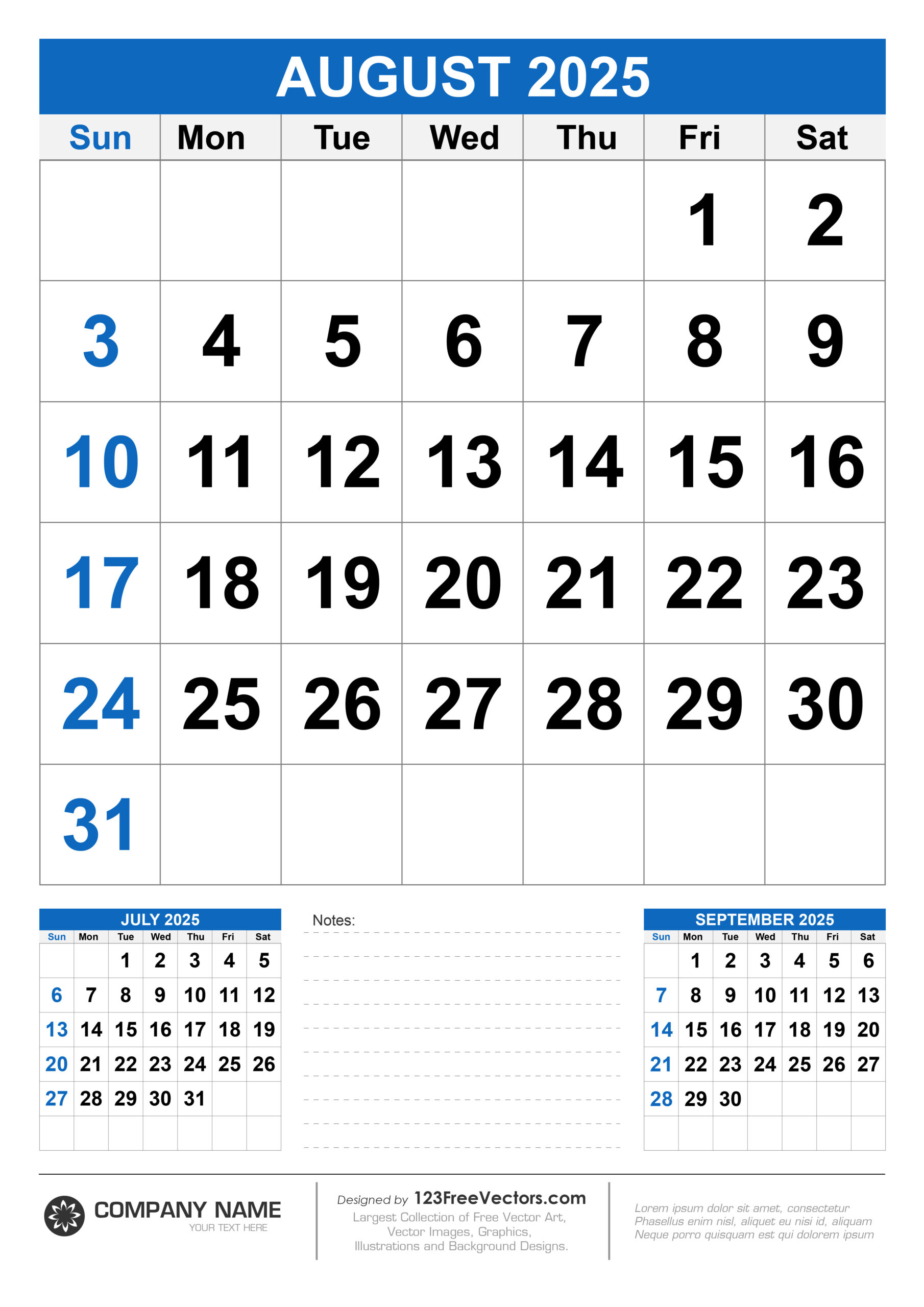 Free Download Wall Calendar August 2025 within August 2025 Calendar With Holidays