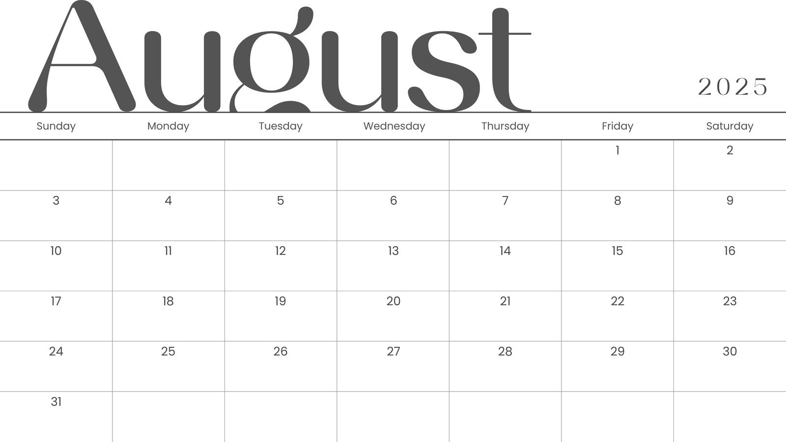 Free Printable August 2025 Calendar Templates | Canva with regard to Blank August Calendar 2025