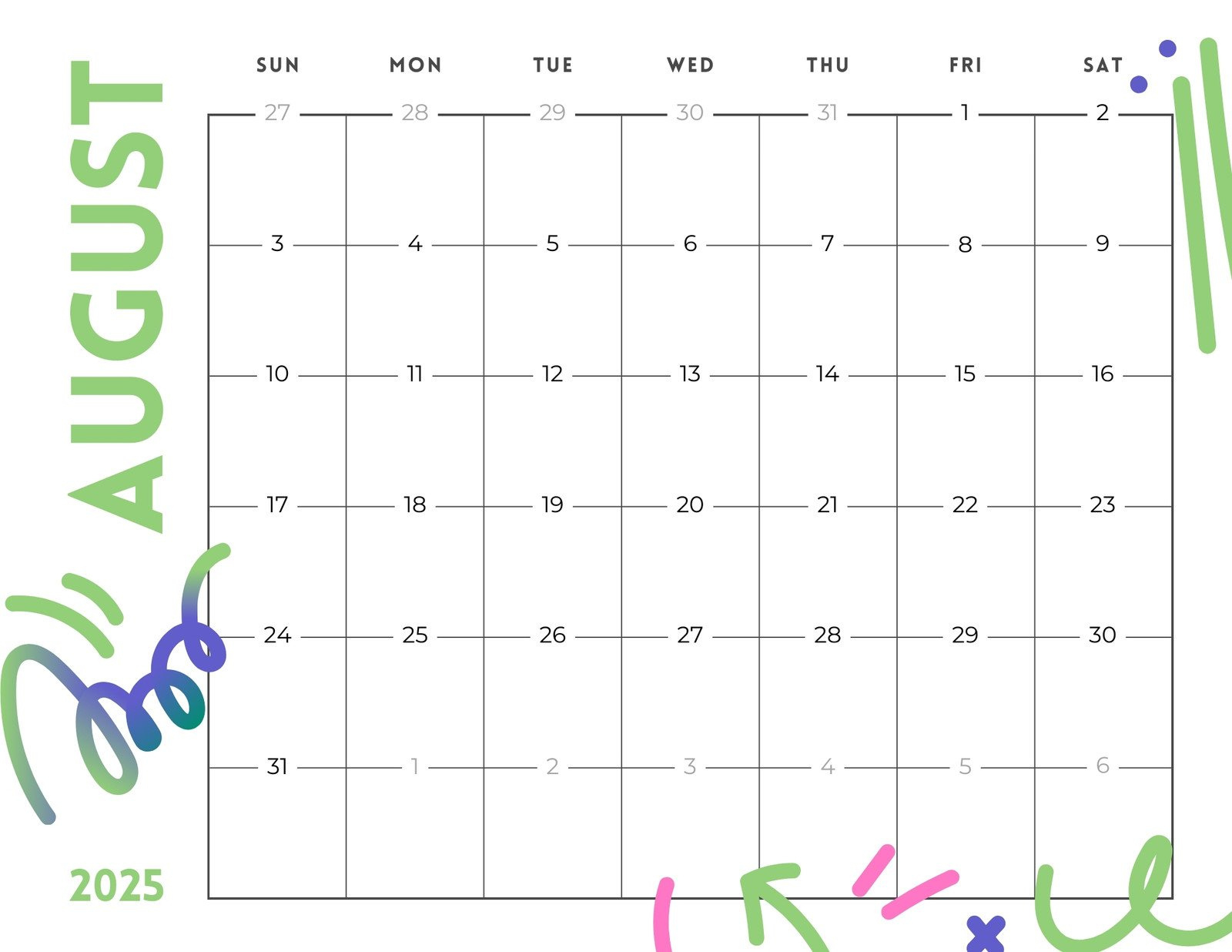Free Printable August 2025 Calendar Templates | Canva within August 2025 Whiteboard Calendar Ideas