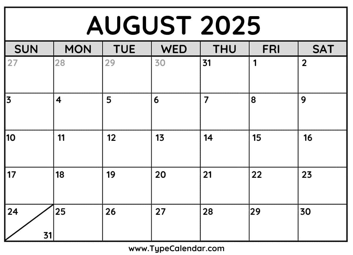 Free Printable Calendar 2025 | Linktree with regard to August 2025 Calendar Typecalendar