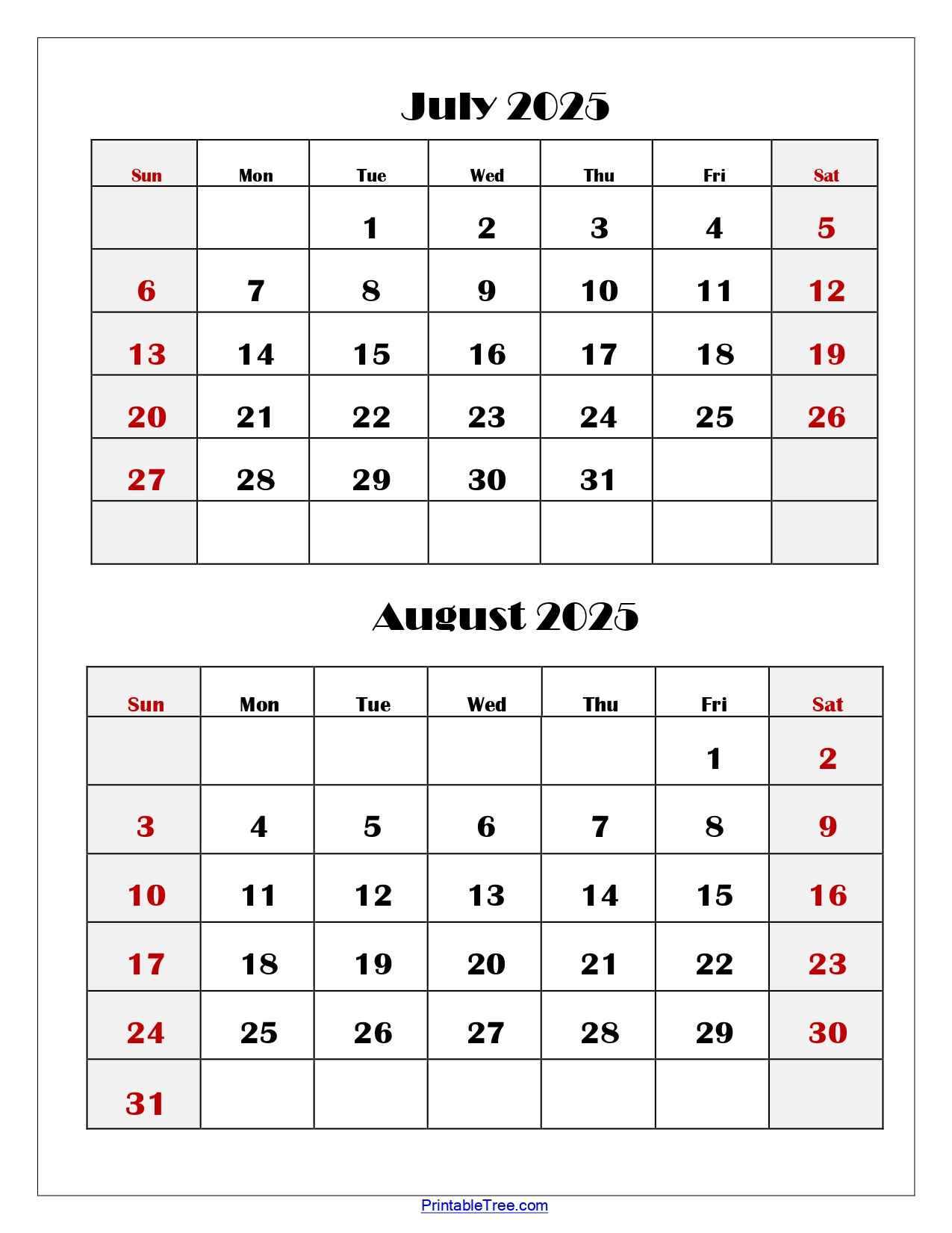 July And August 2025 Calendar Printable Pdf | Two Months Calendar throughout Calendar 2025 July August