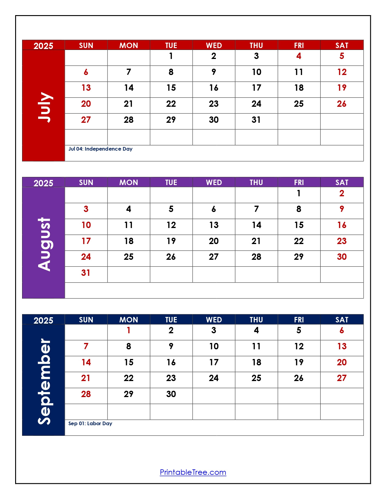 July To September 2025 Calendar Printable Pdf | Three Months Calendar throughout Printable Calendar July August September 2025