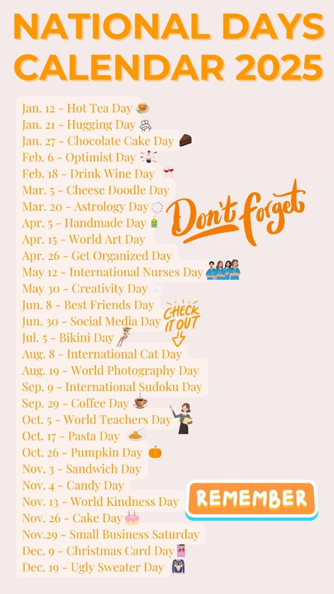 National Days Calendar 2025 | Fun Holidays 2025 | Social Media with regard to August 2025 National Days Calendar